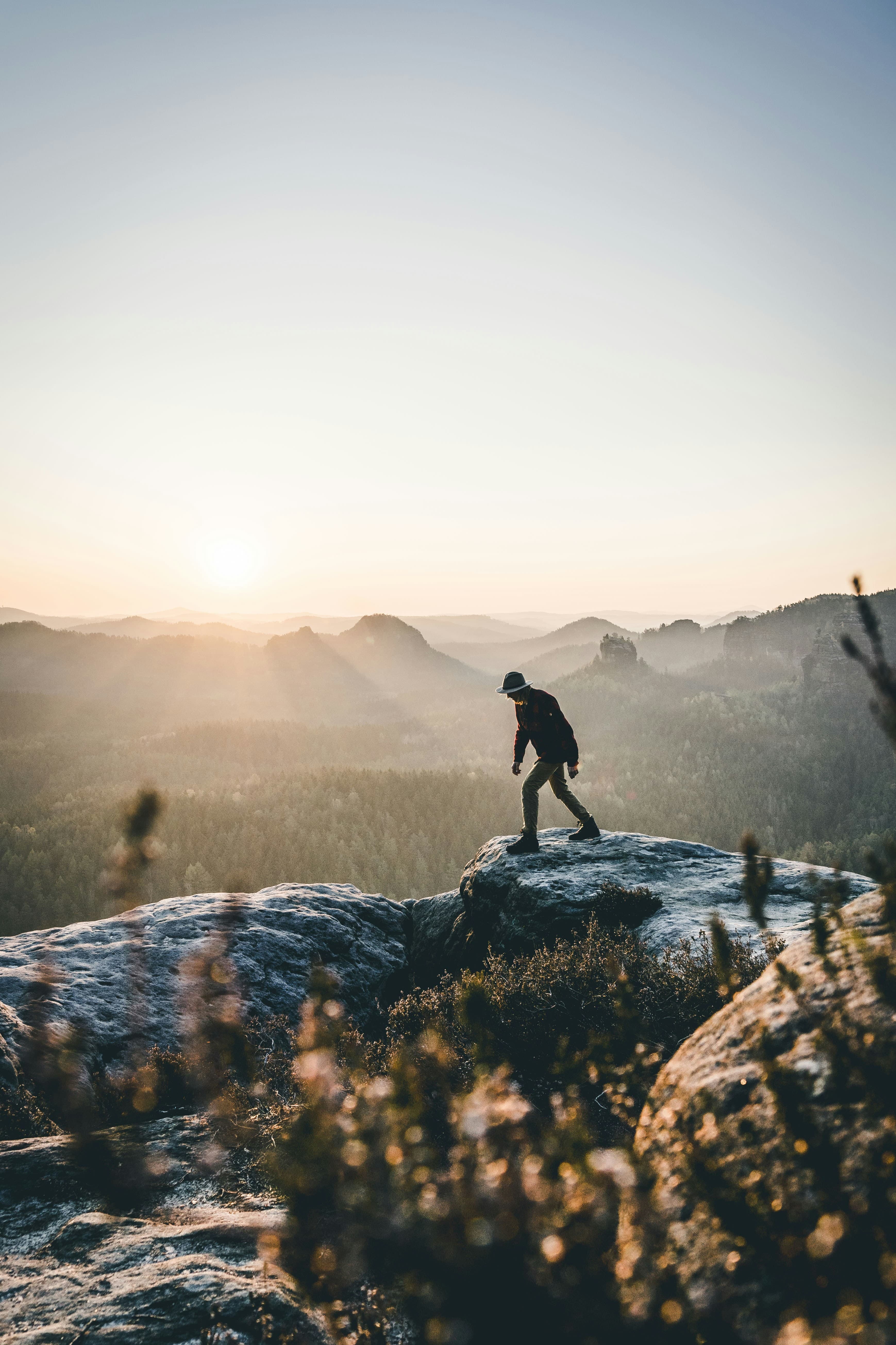 Person hiking in the mountains